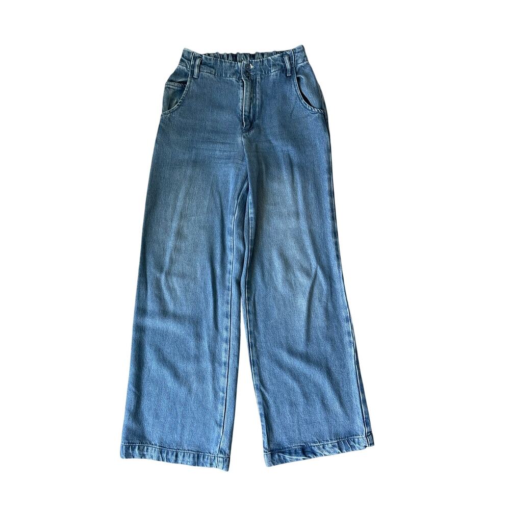 YFB wide leg denim jeans high rise light wash size XS boho cowgirl rodeo